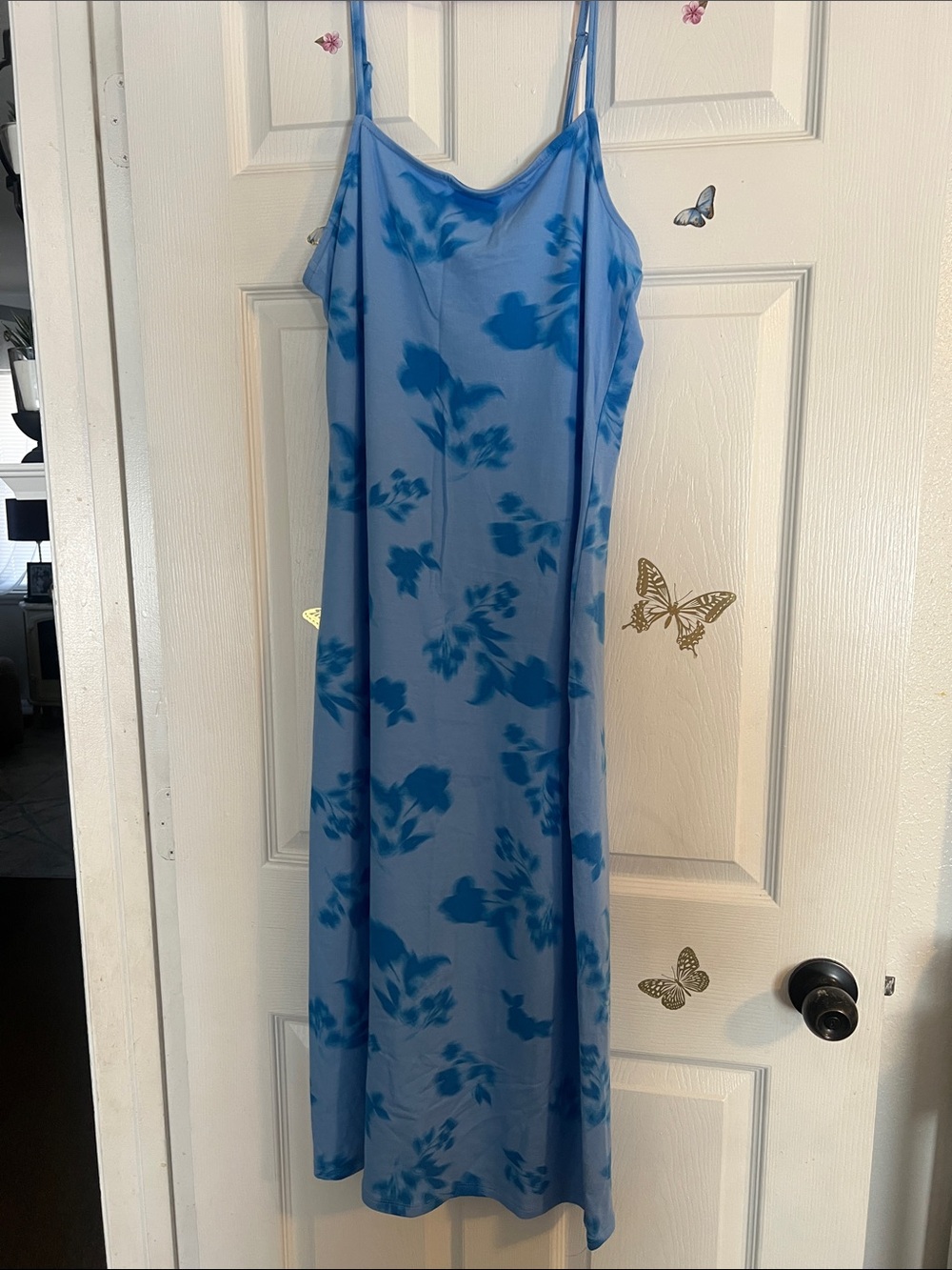 No Boundaries Blue Floral Slip Midi Dress